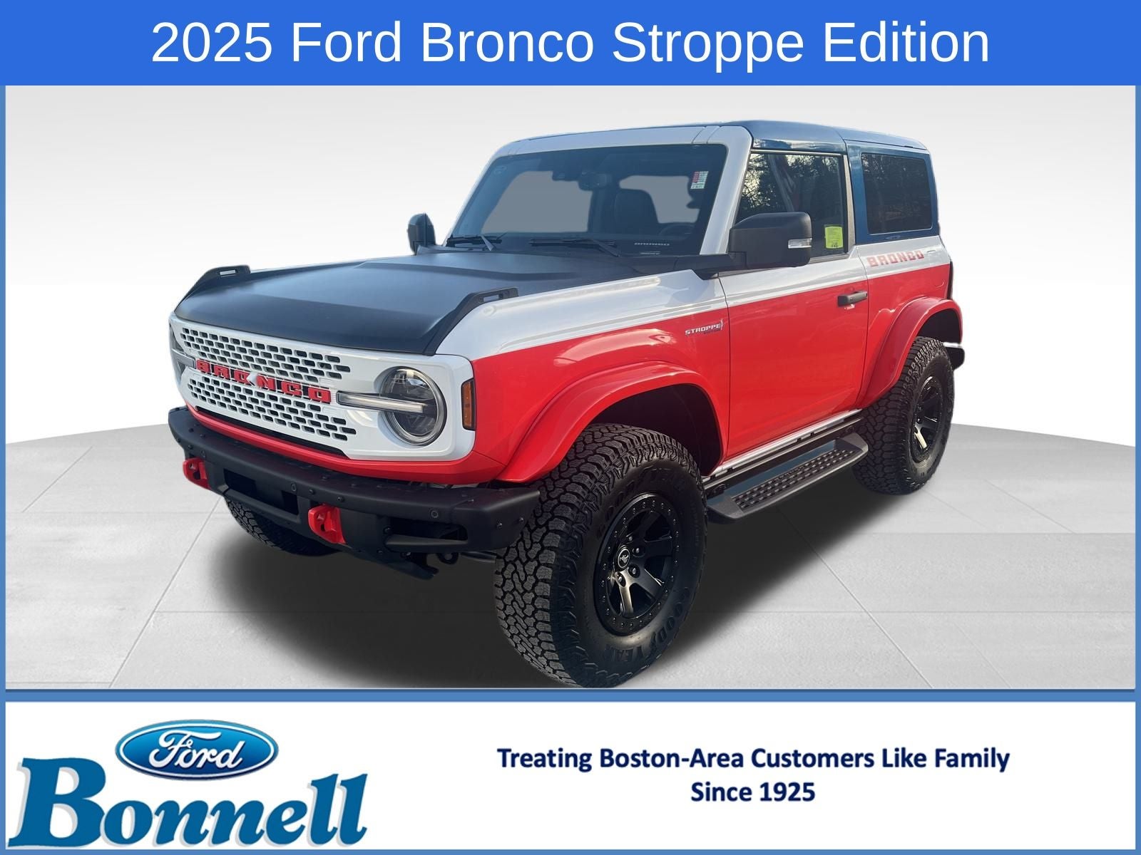 2025 Ford Bronco Stroppe Edition in Oxford White — front three-quarter view