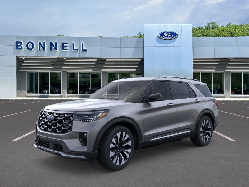 2026 Ford Explorer Platinum in Carbonized Gray Metallic — front three-quarter view
