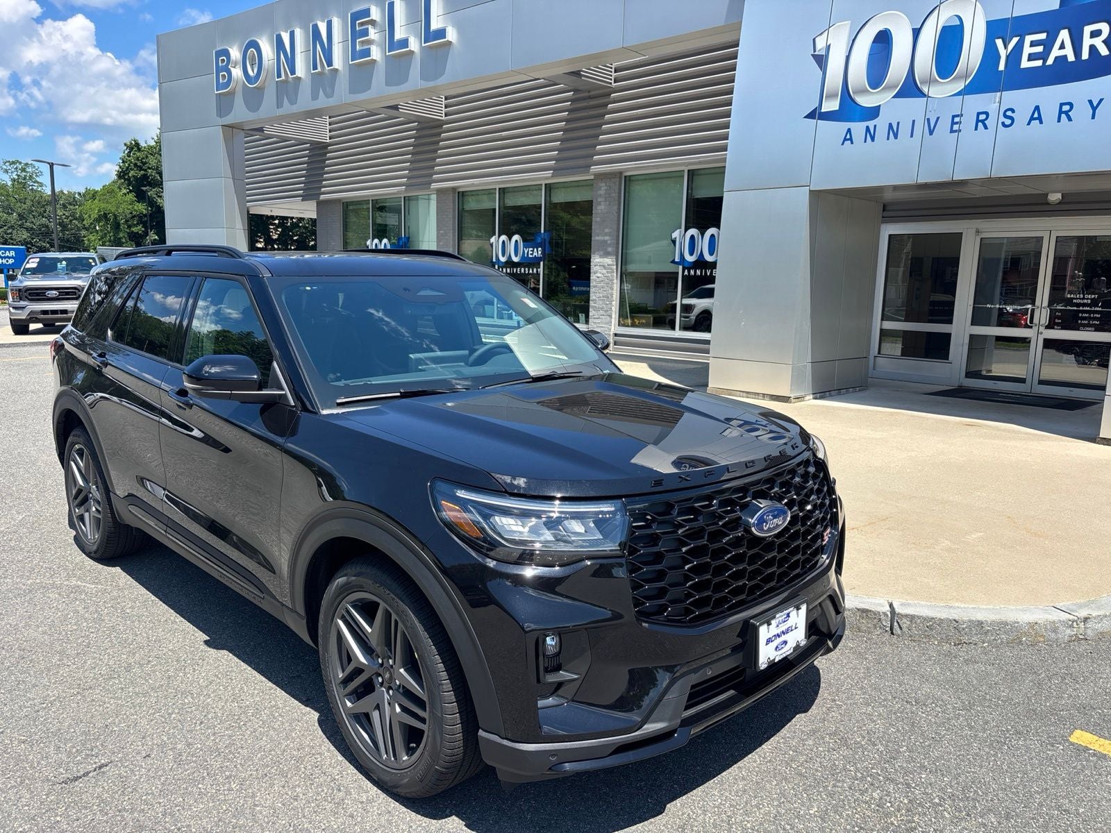 2026 Ford Explorer ST in Agate Black Metallic — front three-quarter view