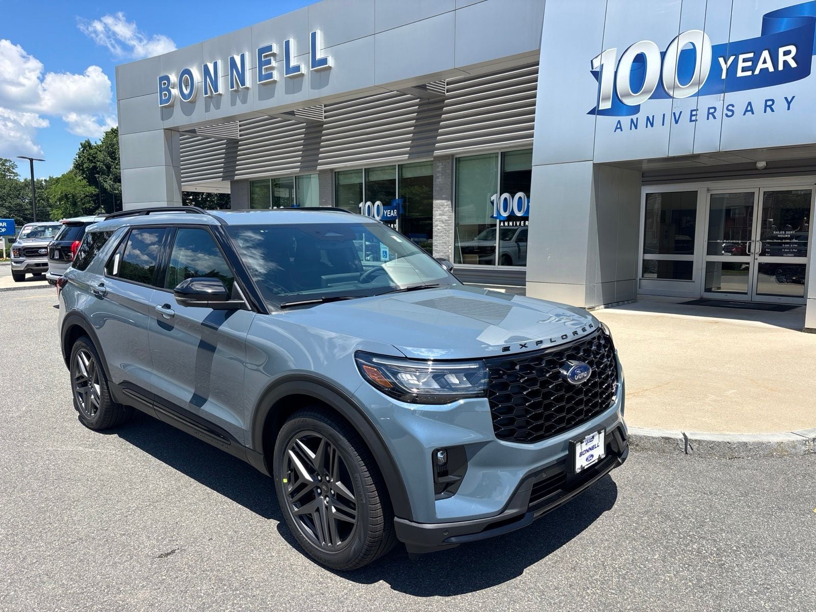 2026 Ford Explorer ST in Vapor Blue Metallic — front three-quarter view