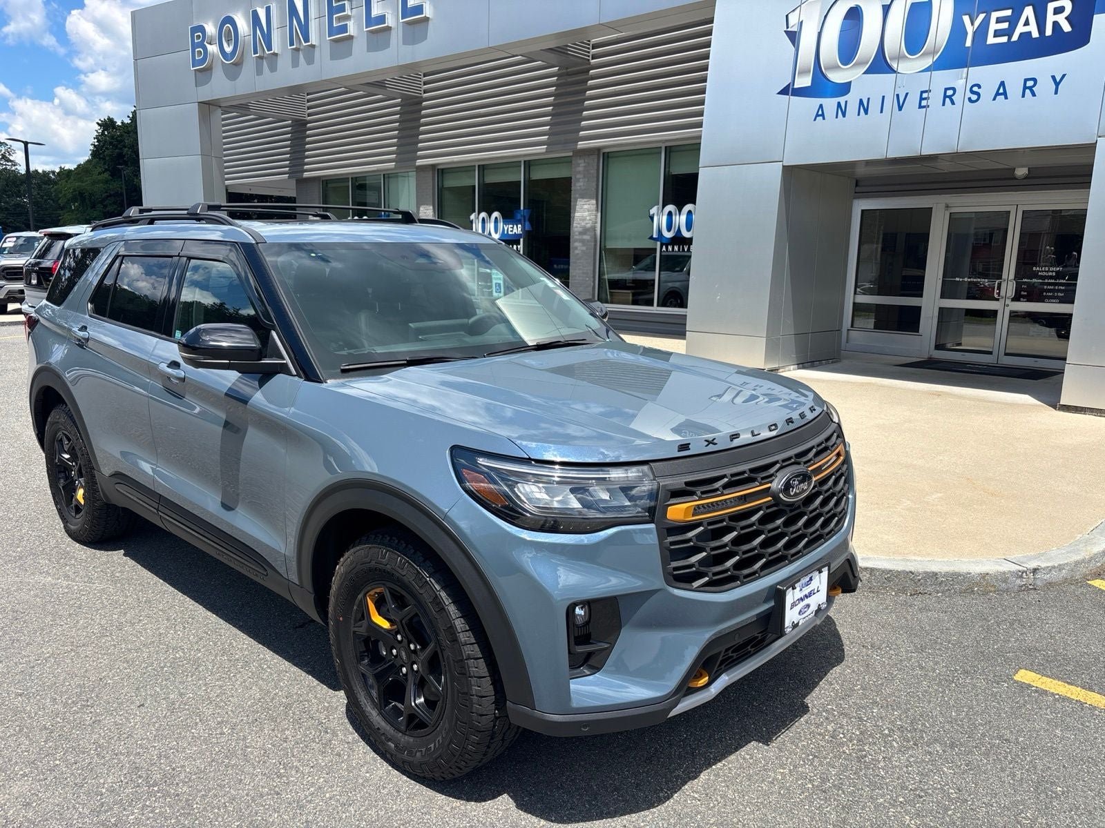 2026 Ford Explorer Tremor in Vapor Blue Metallic — front three-quarter view