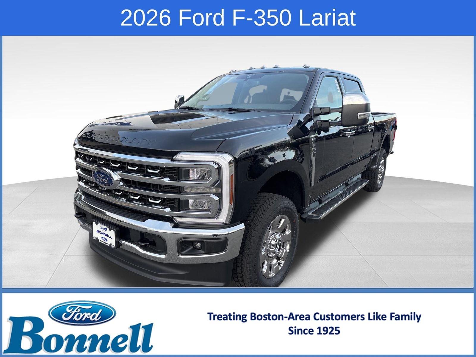 2026 Ford F-350SD Lariat in Agate Black Metallic — front three-quarter view