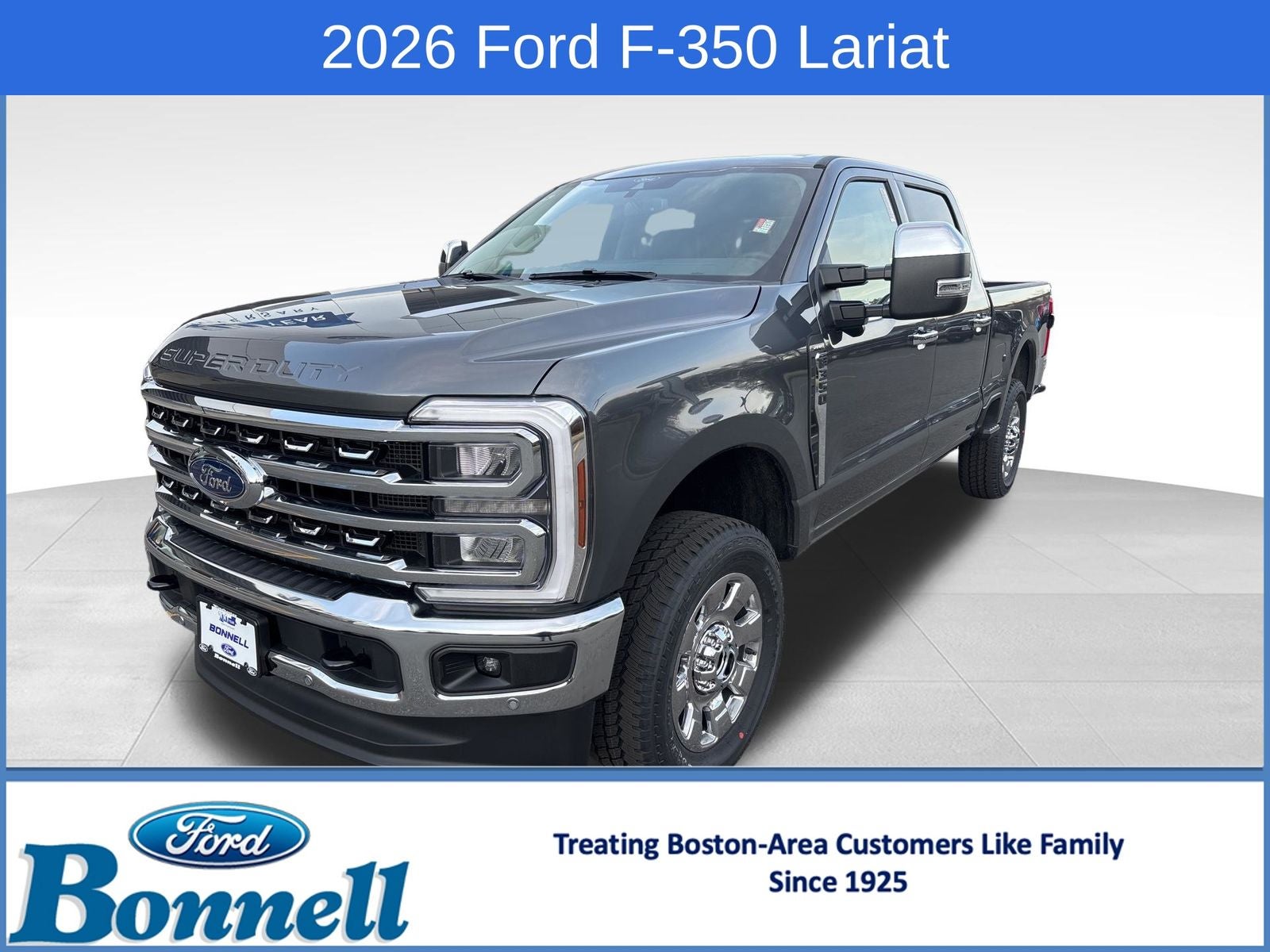 2026 Ford F-350SD Lariat in Carbonized Gray Metallic — front three-quarter view