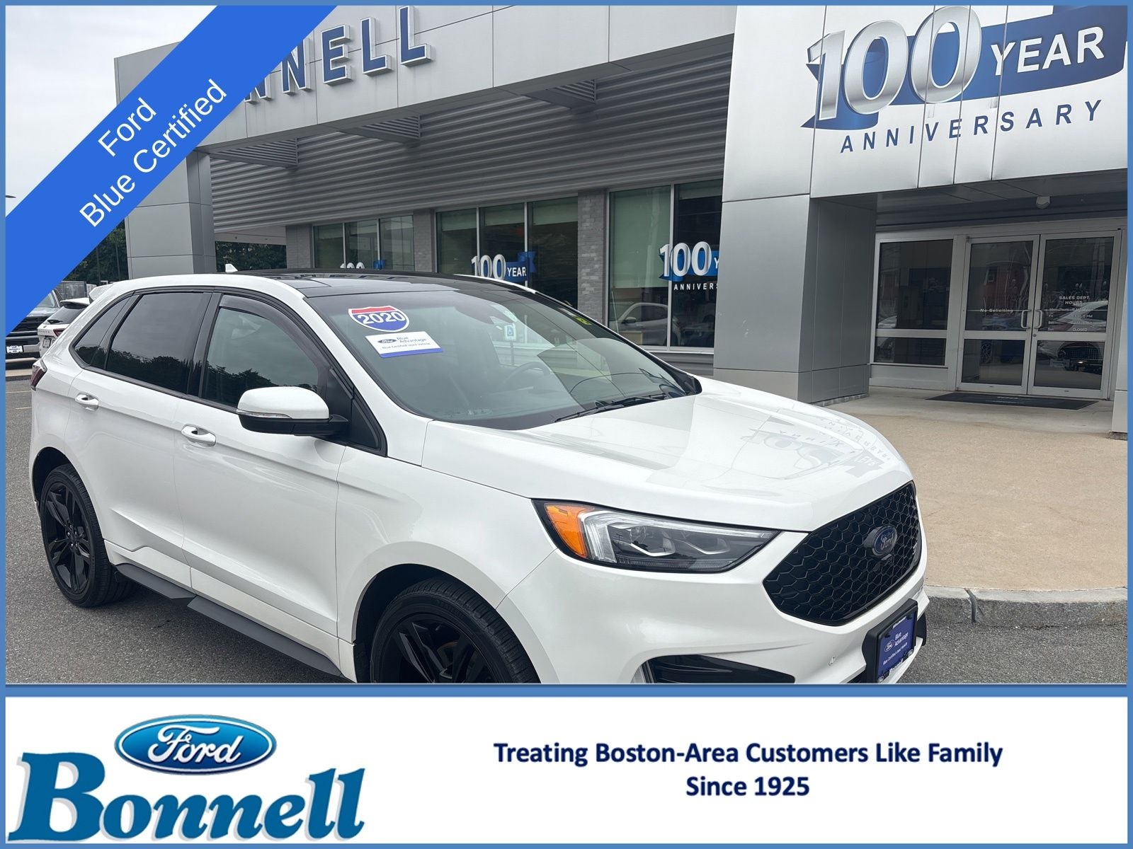2020 Ford Edge ST in Star White Metallic Tri-Coat — front three-quarter view