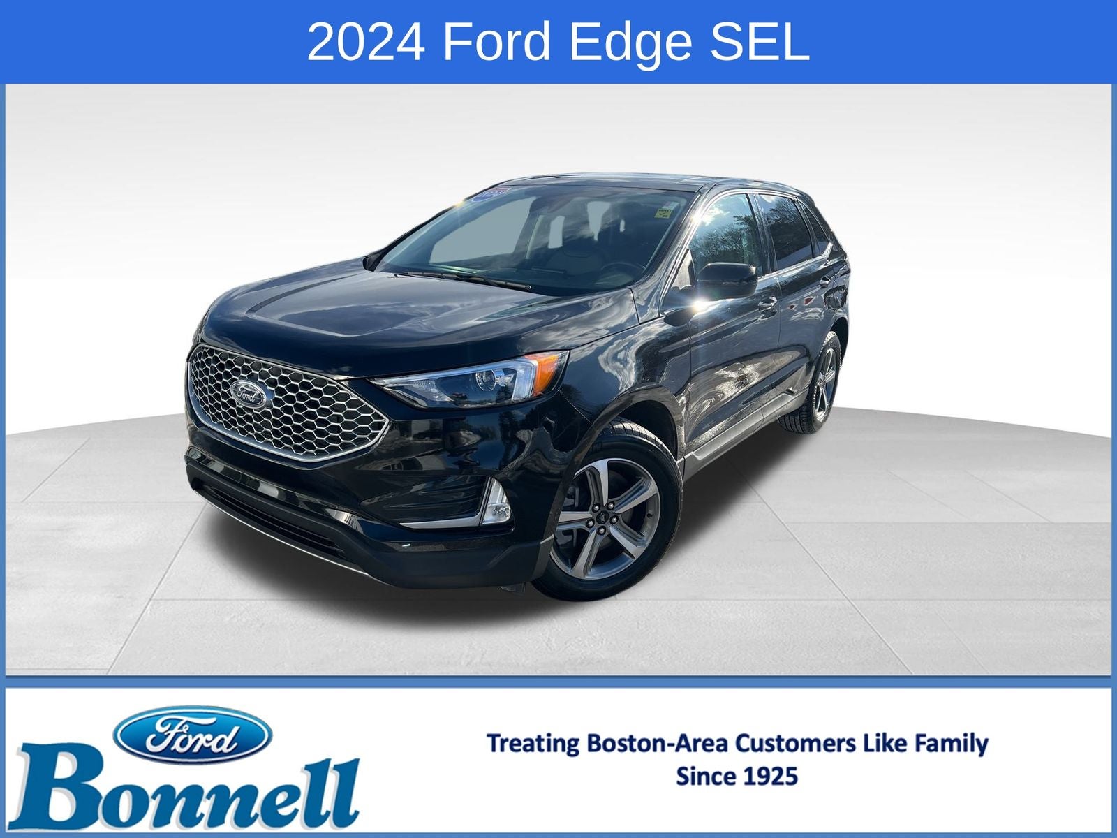 2024 Ford Edge SEL in Black Metallic — front three-quarter view