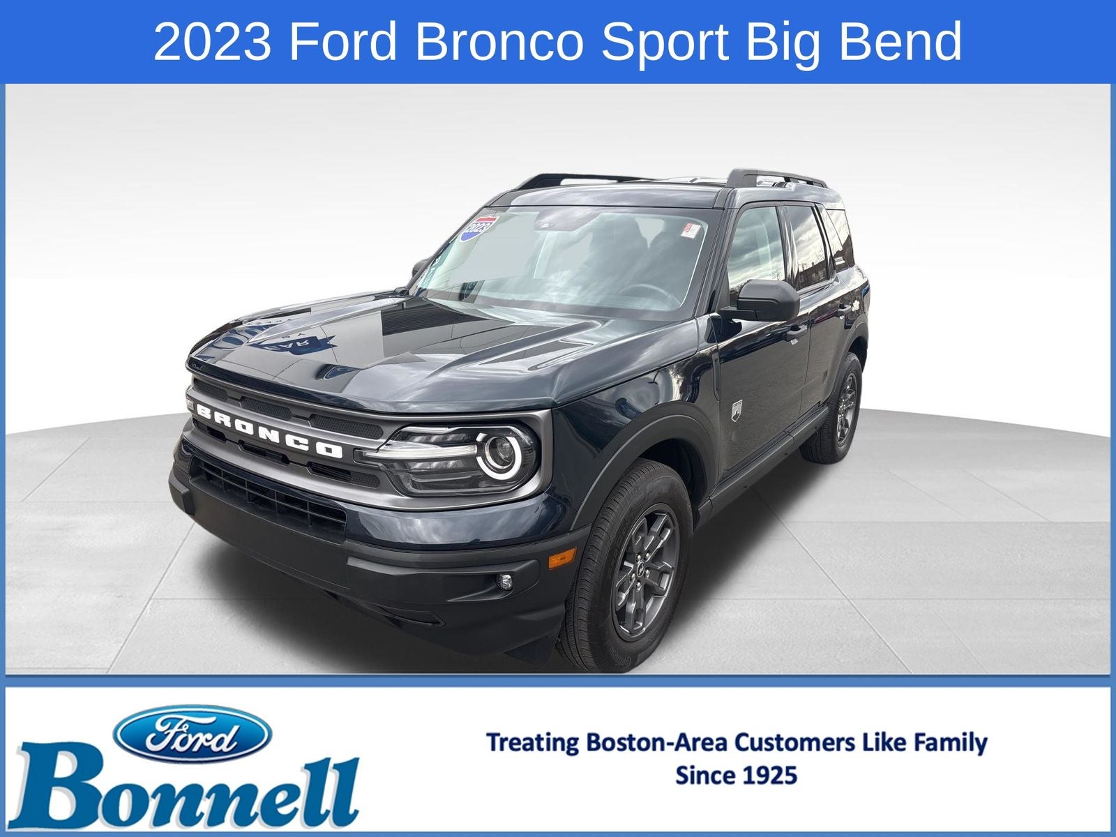 2023 Ford Bronco Sport Big Bend in Blue Metallic — front three-quarter view