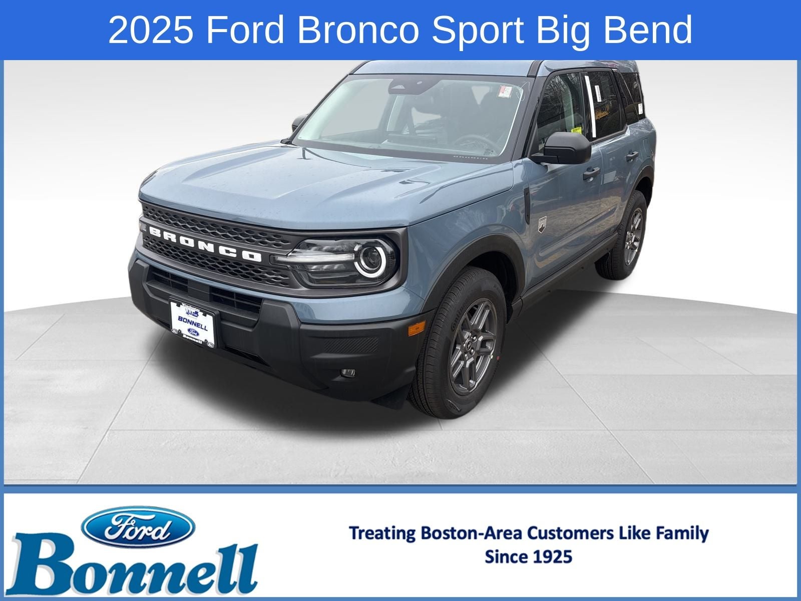 2025 Ford Bronco Sport Big Bend in Azure Gray Metallic Tri-Coat — front three-quarter view