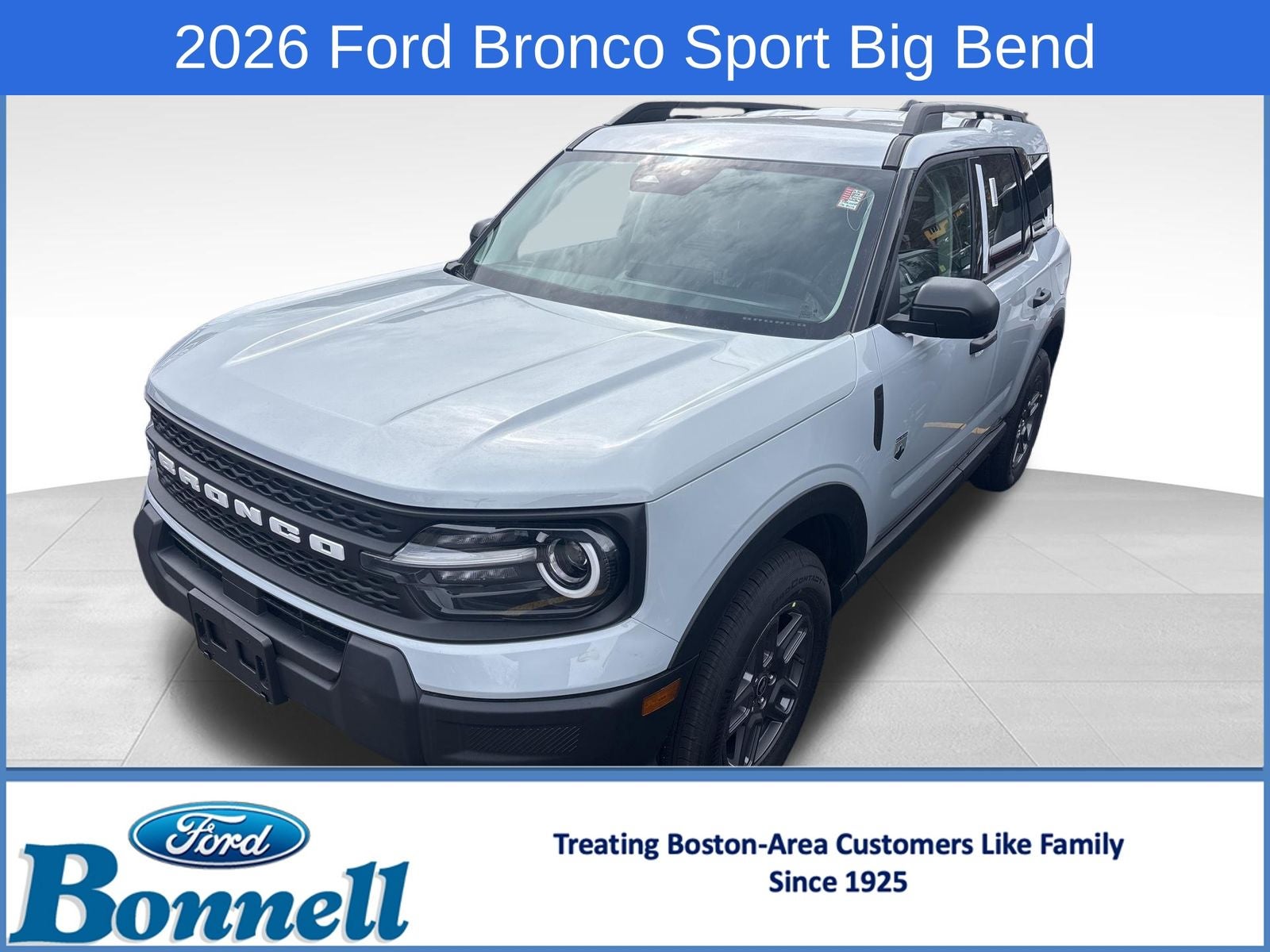 2026 Ford Bronco Sport Big Bend in Space White Metallic — front three-quarter view