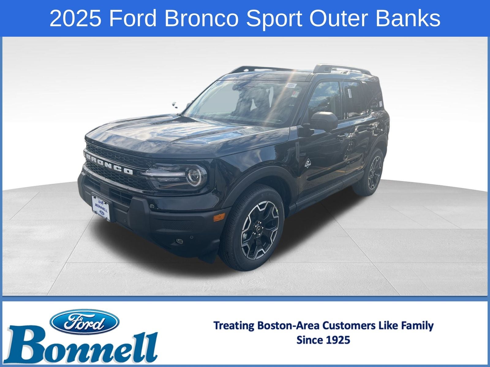 2025 Ford Bronco Sport Outer Banks in Shadow Black — front three-quarter view