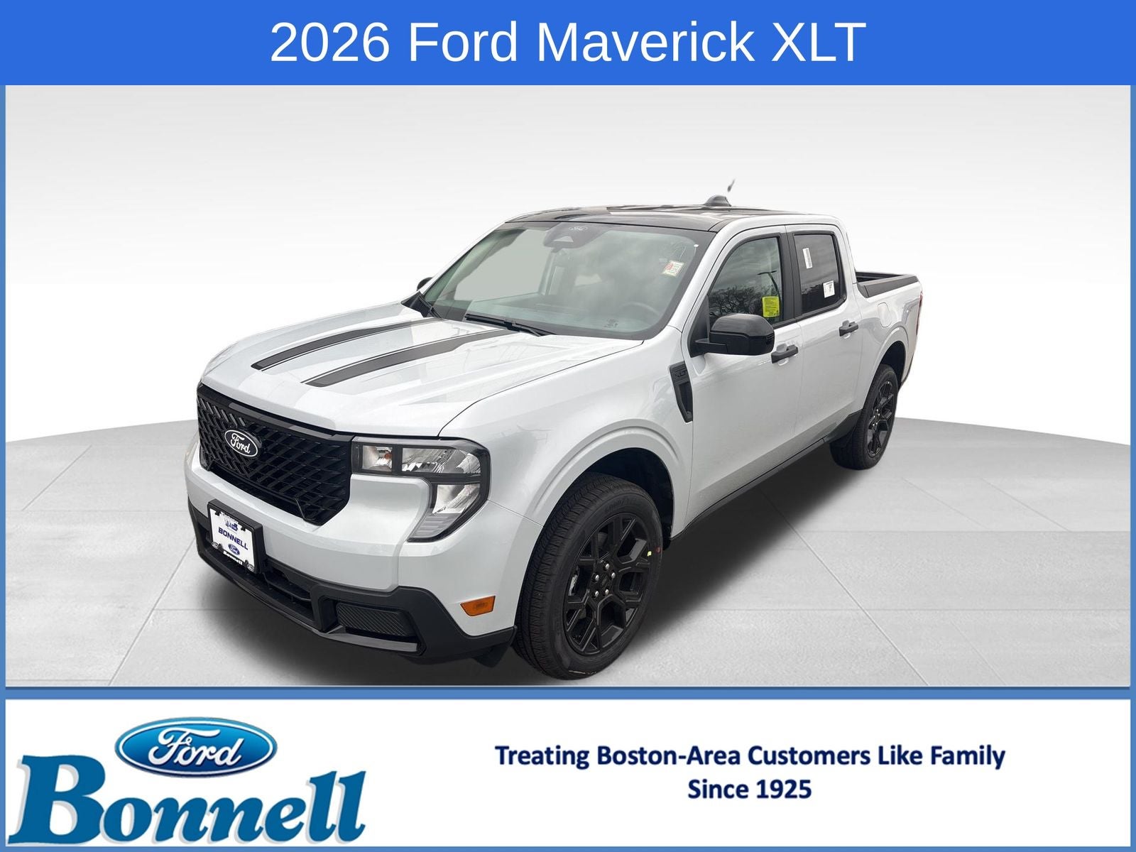 2026 Ford Maverick XLT in Space White Metallic — front three-quarter view