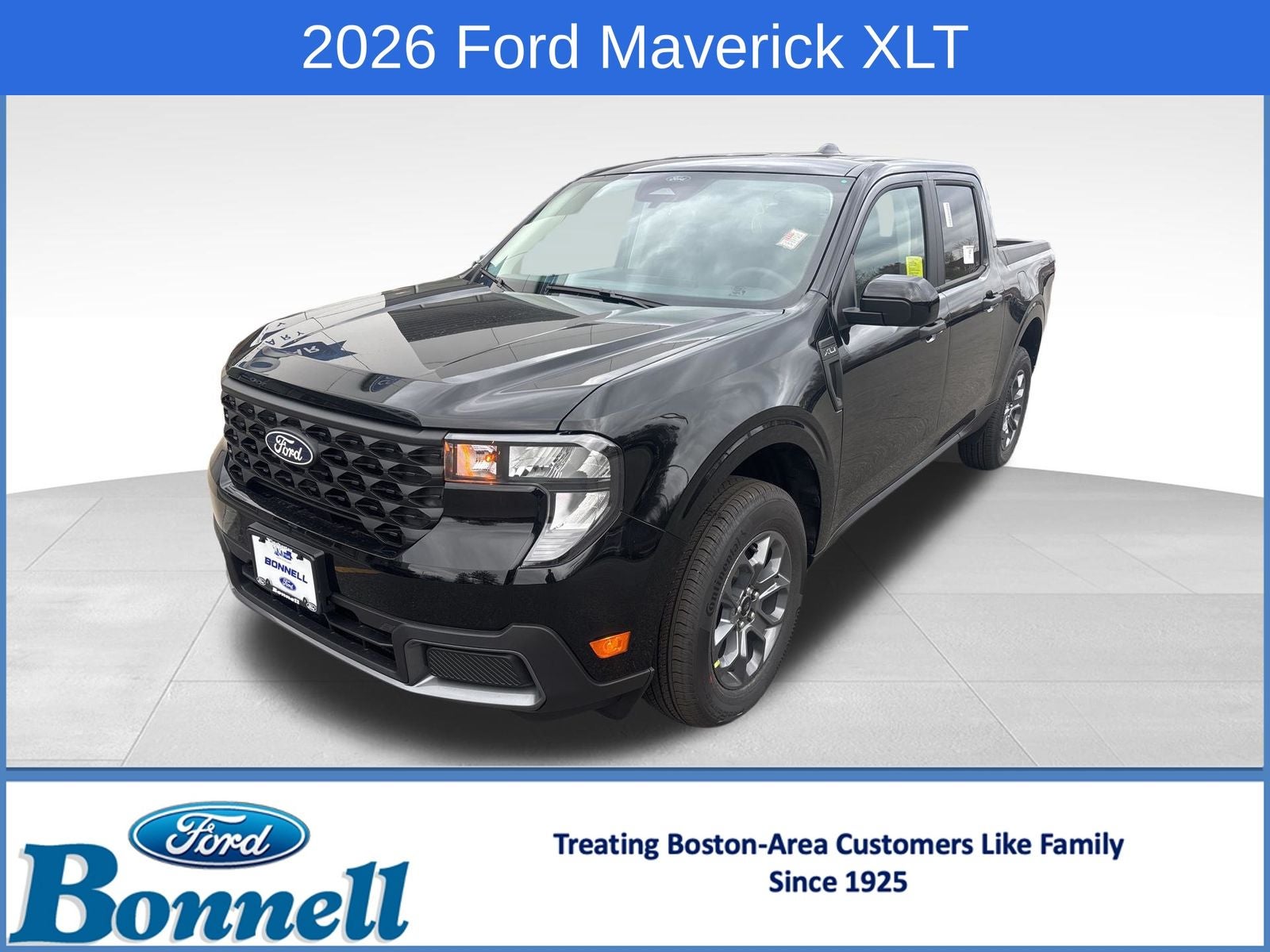 2026 Ford Maverick XLT in Shadow Black — front three-quarter view