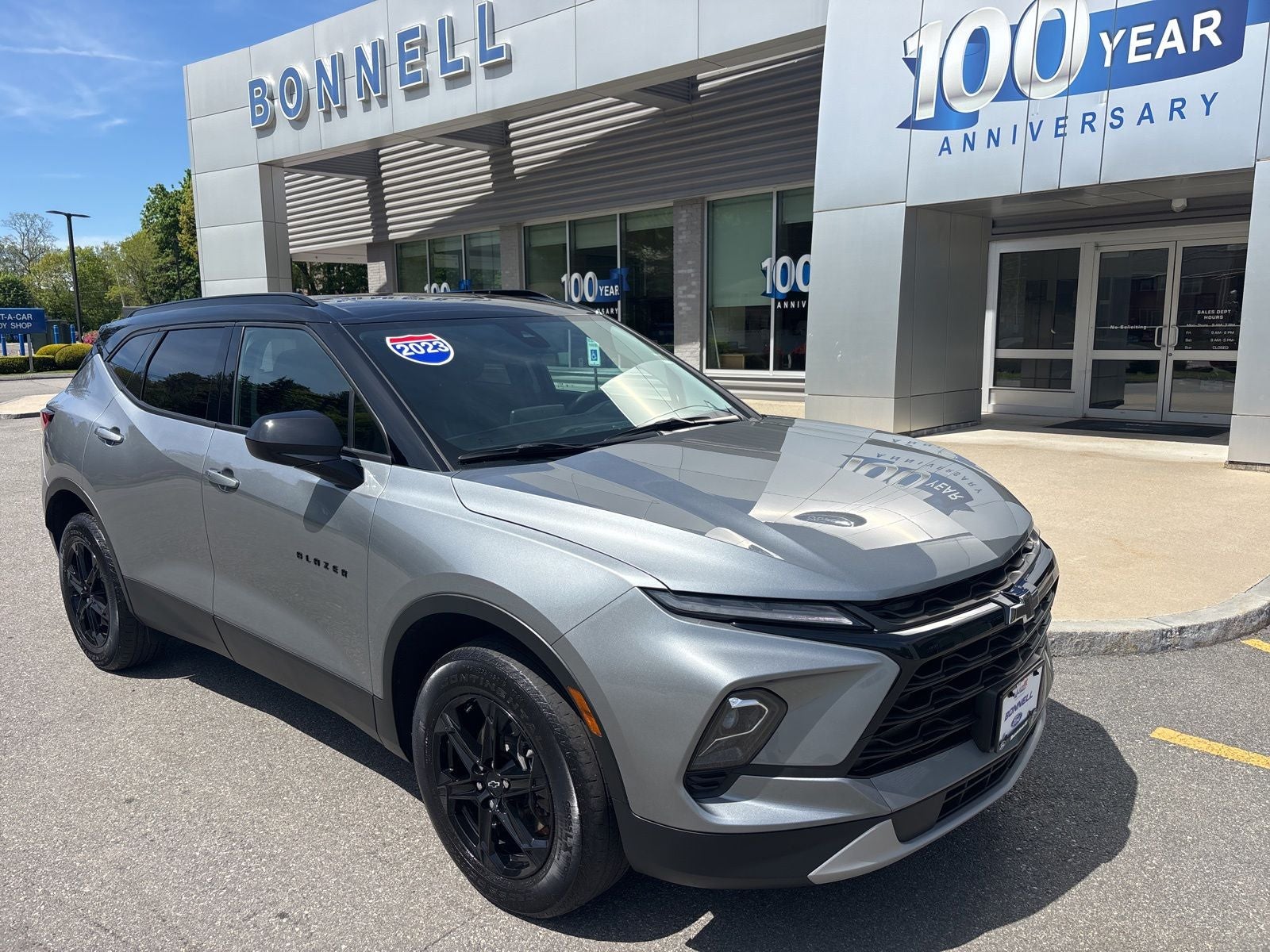 2023 Chevrolet Blazer LT in Sterling Gray Metallic — front three-quarter view