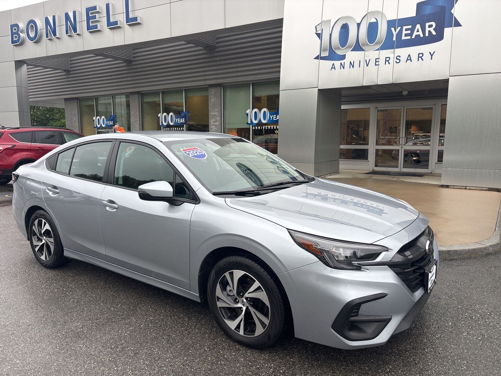 2025 Subaru Legacy Premium in Ice Silver Metallic — front three-quarter view